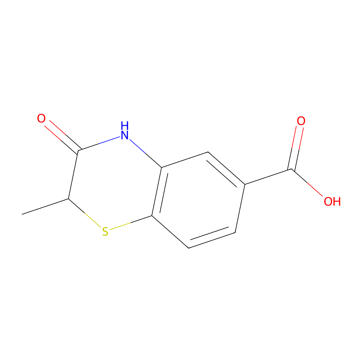 2-methyl-3-oxo-3,4-dihydro-2H-1,4-benzothiazine-6-carboxylic acid molecular structure, CAS 272437-85-1