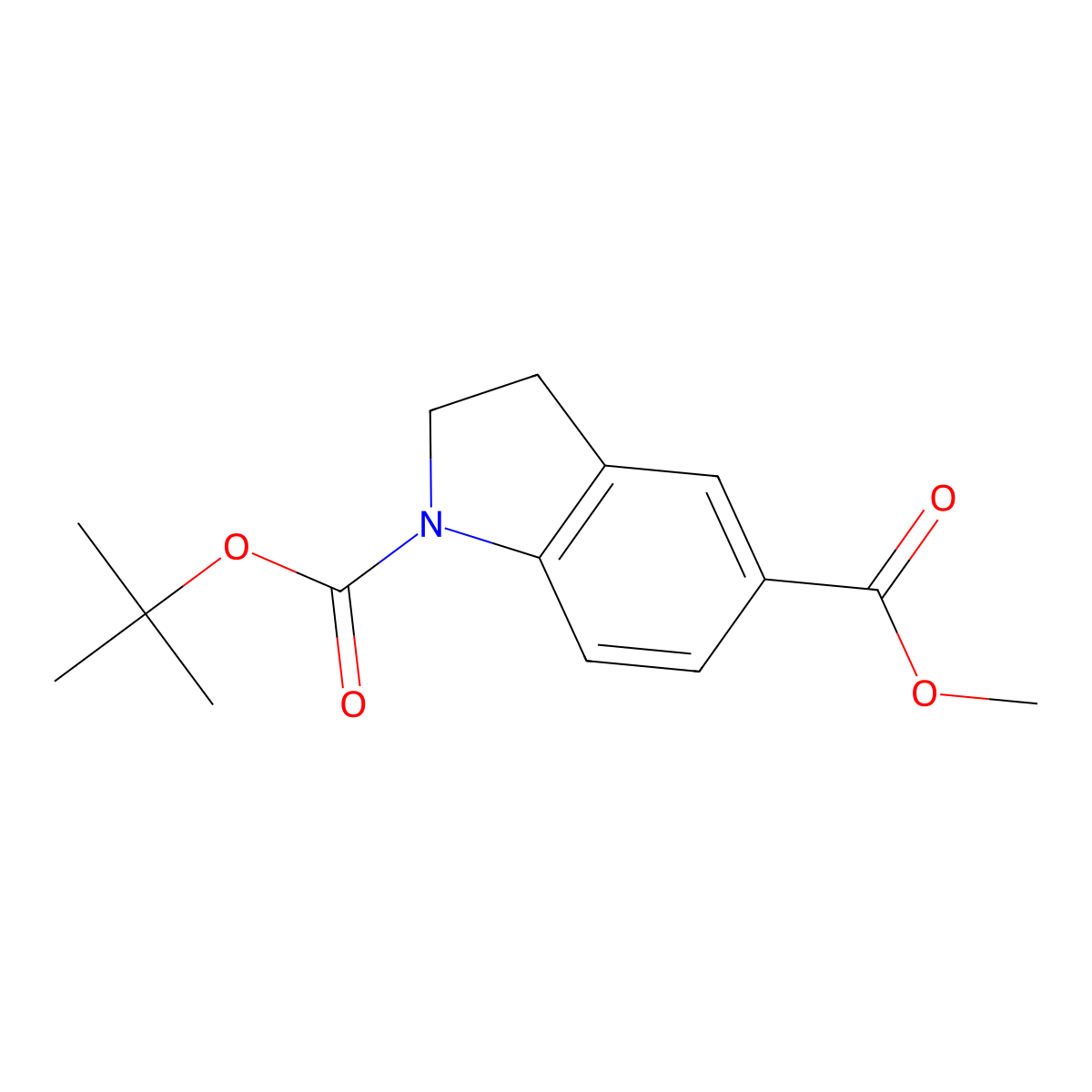 1-(1,1-Dimethylethyl) 5-methyl 2,3-dihydro-1H-indole-1,5-dicarboxylate molecular structure, CAS 272438-12-7