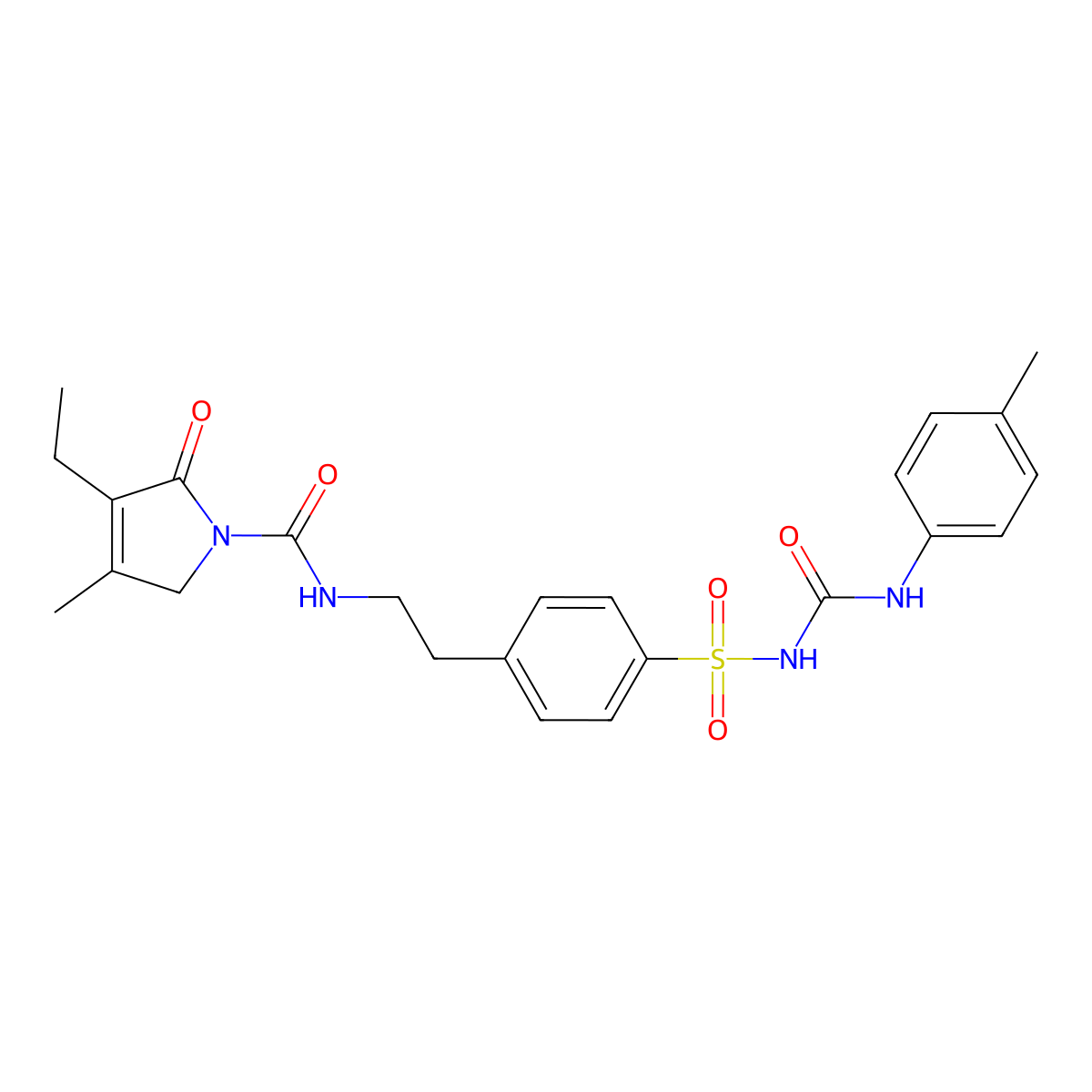 1-((4-(2-(((3-ethyl-4-methyl-2-oxo-2,3-dihydro-1H-pyrrol-1-yl)carbonyl)amino)ethyl)phenyl)sulfonyl)-3-(4-methylphenyl)urea molecular structure, CAS 2724503-28-8