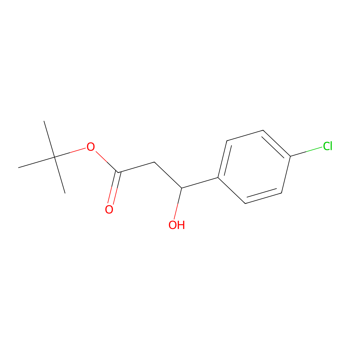 Propanoic acid, 3-(4'-chlorophenyl)-3-hydroxy-, t-butyl ester molecular structure, CAS 272459-41-3