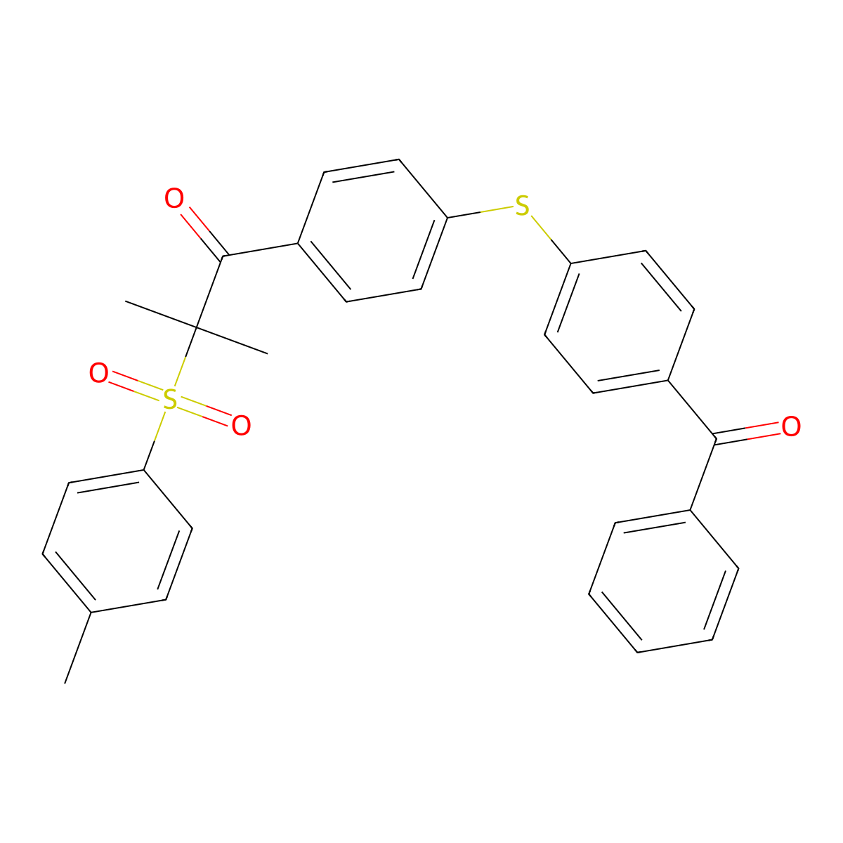 1-Propanone, 1-(4-((4-benzoylphenyl)thio)phenyl)-2-methyl-2-((4-methylphenyl)sulfonyl)- molecular structure, CAS 272460-97-6