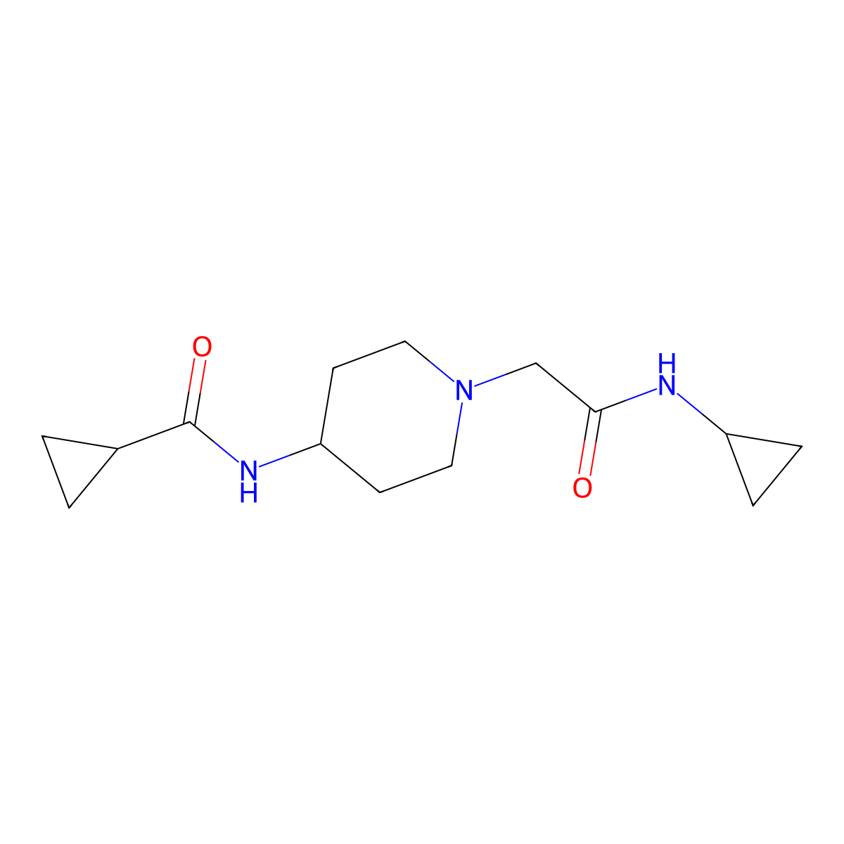 N-{1-[(cyclopropylcarbamoyl)methyl]piperidin-4-yl}cyclopropanecarboxamide molecular structure, CAS 2724837-57-2