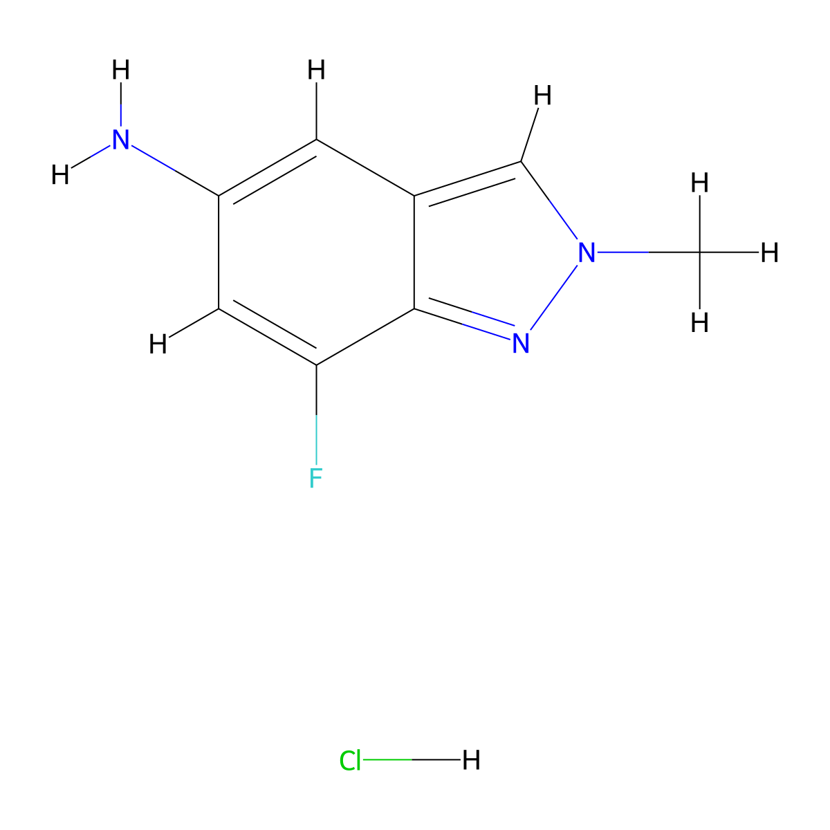 7-Fluoro-2-methyl-2H-indazol-5-amine hydrochloride molecular structure, CAS 2724923-66-2