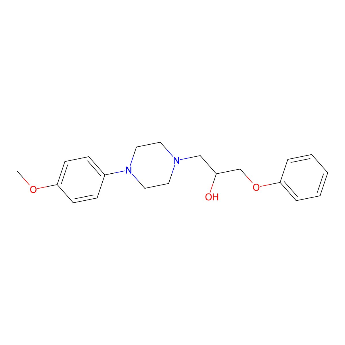 1-Piperazineethanol, 4-(p-methoxyphenyl)-alpha-phenoxymethyl- molecular structure, CAS 2725-15-7