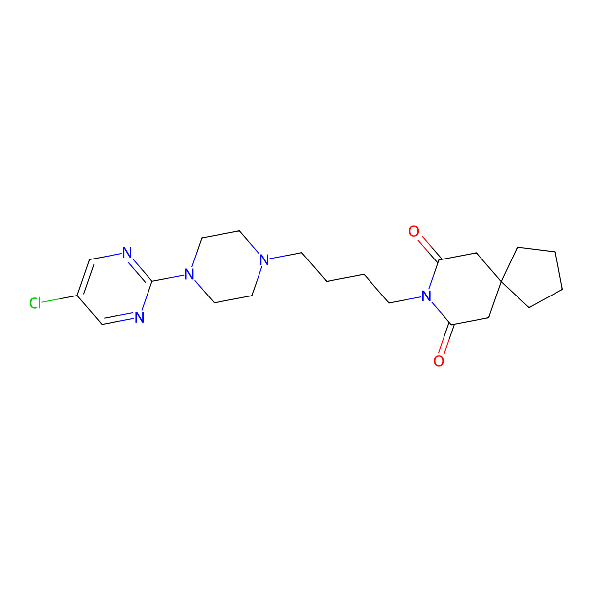 8-(4-(4-(5-Chloropyrimidin-2-yl)piperazin-1-yl)butyl)-8-azaspiro(4.5)decane-7,9-dione molecular structure, CAS 2725354-99-2