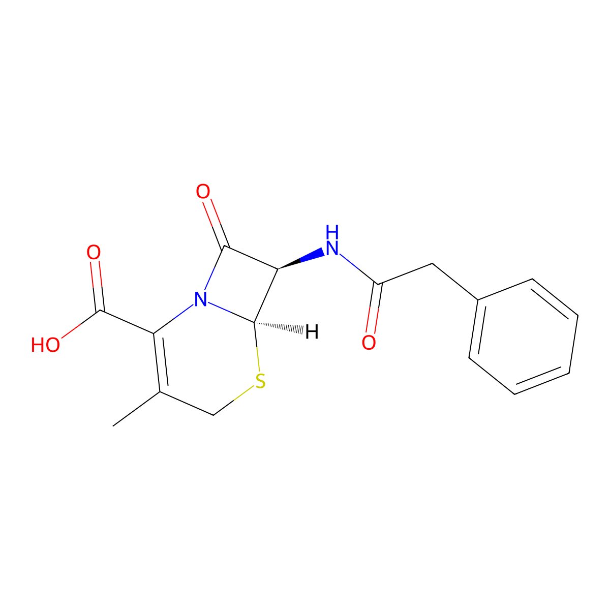 (6R,7R)-3-Methyl-8-oxo-7-((2-phenylacetyl)amino)-5-thia-1-azabicyclo(4.2.0)oct-2-ene-2-carboxylic acid molecular structure, CAS 27255-72-7