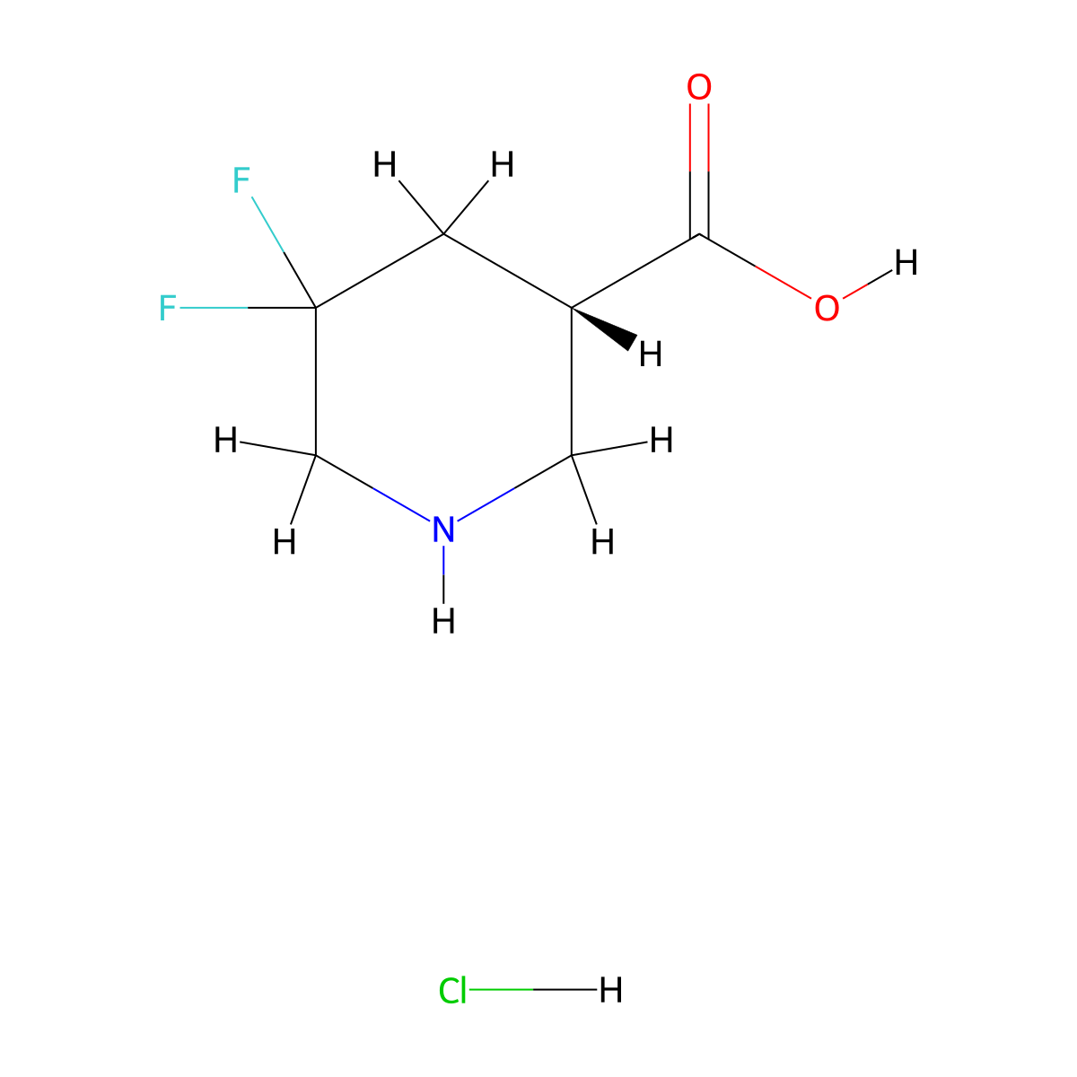 (3S)-5,5-Difluoropiperidine-3-carboxylic acid hydrochloride molecular structure, CAS 2725660-60-4