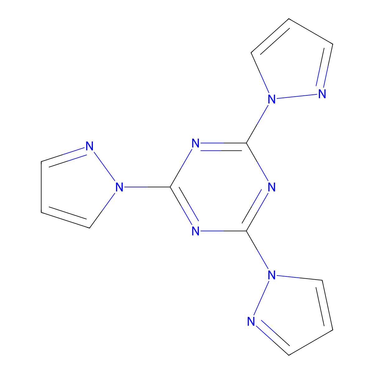2,4,6-tri-1H-pyrazol-1-yl-1,3,5-triazine molecular structure, CAS 27257-90-5