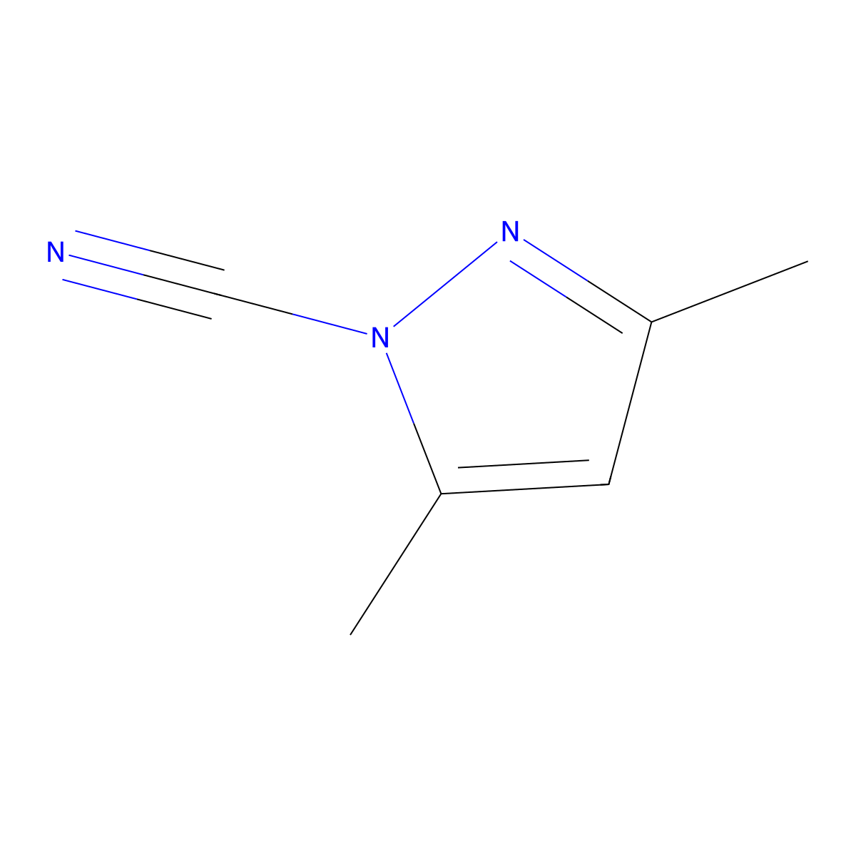 3,5-Dimethyl-1H-pyrazole-1-carbonitrile molecular structure, CAS 27257-91-6