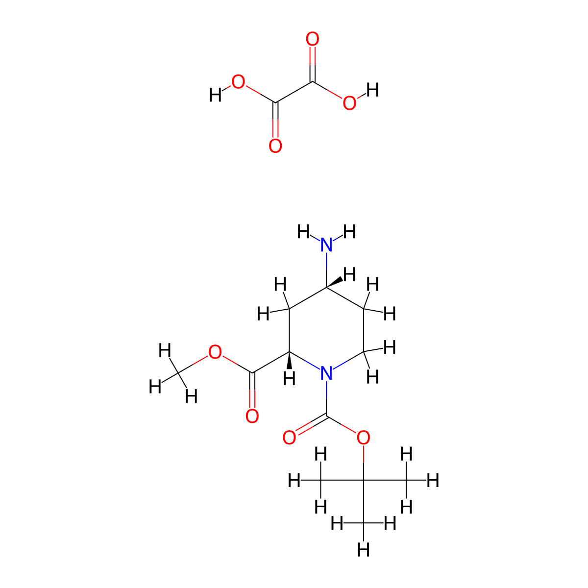 O1-tert-butyl O2-methyl (2S,4R)-4-aminopiperidine-1,2-dicarboxylate;oxalic acid molecular structure, CAS 2725774-12-7