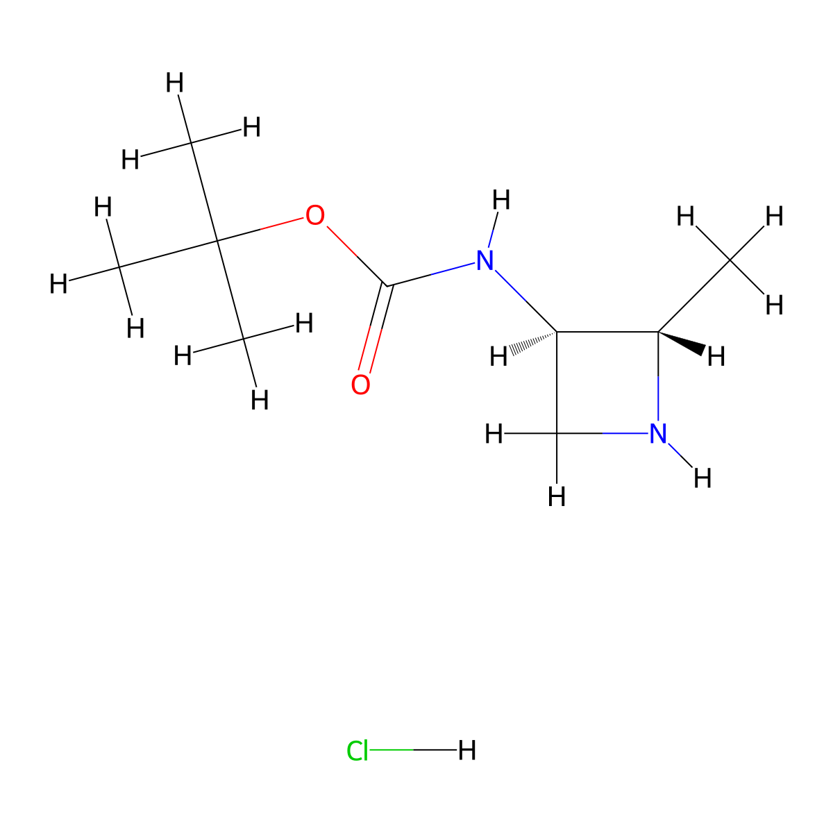 tert-butyl N-[(2S,3R)-2-methylazetidin-3-yl]carbamate;hydrochloride molecular structure, CAS 2725774-15-0