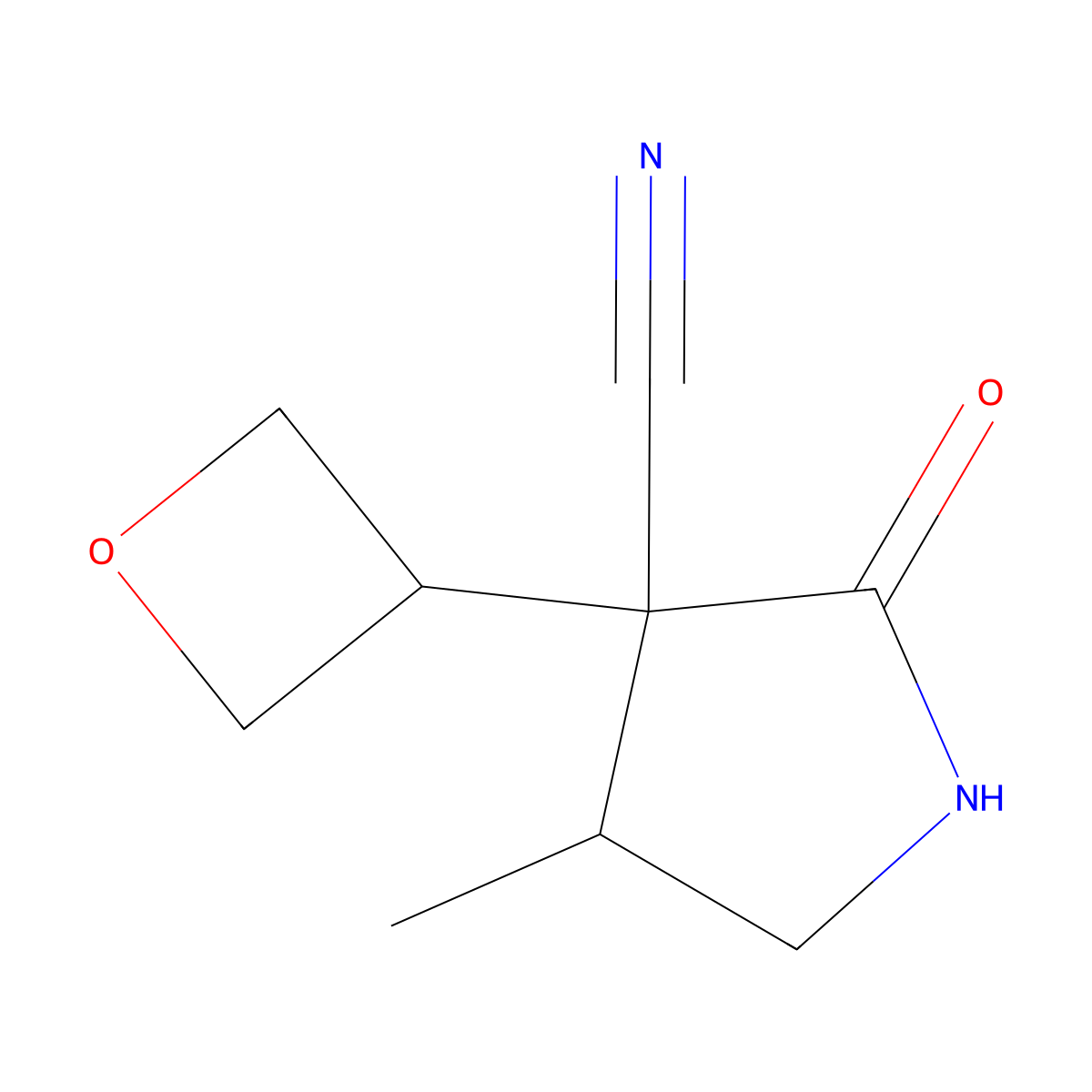 (3R,4S)-4-Methyl-3-(oxetan-3-yl)-2-oxo-pyrrolidine-3-carbonitrile molecular structure, CAS 2725774-20-7