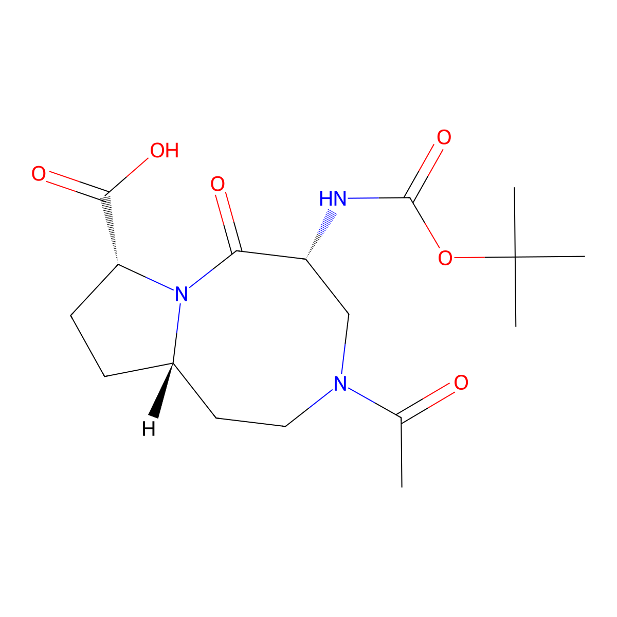 (5R,8R,10aS)-3-acetyl-5-(tert-butoxycarbonylamino)-6-oxo-1,2,4,5,8,9,10,10a-octahydropyrrolo[1,2-a][1,5]diazocine-8-carboxylic acid molecular structure, CAS 2725774-22-9