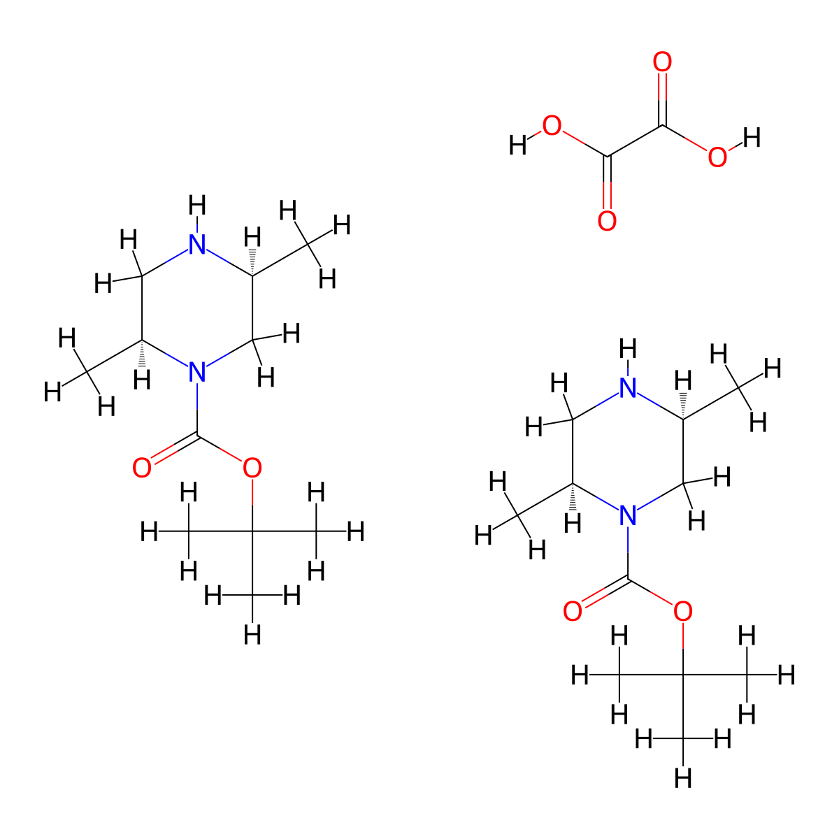 tert-butyl (2S,5S)-2,5-dimethylpiperazine-1-carboxylate;hemi(oxalic acid) molecular structure, CAS 2725774-23-0