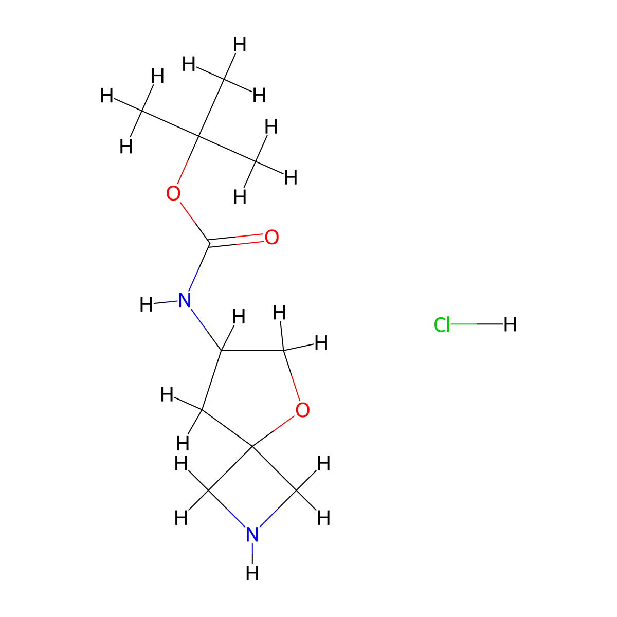 tert-Butyl 5-oxa-2-azaspiro[3.4]octan-7-ylcarbamate hydrochloride molecular structure, CAS 2725790-80-5