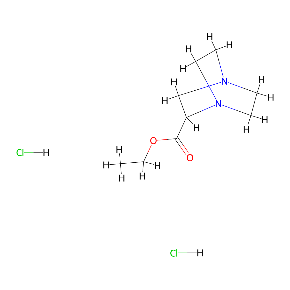 Ethyl 1,4-diazabicyclo[2.2.2]octane-2-carboxylate;dihydrochloride molecular structure, CAS 2725790-81-6