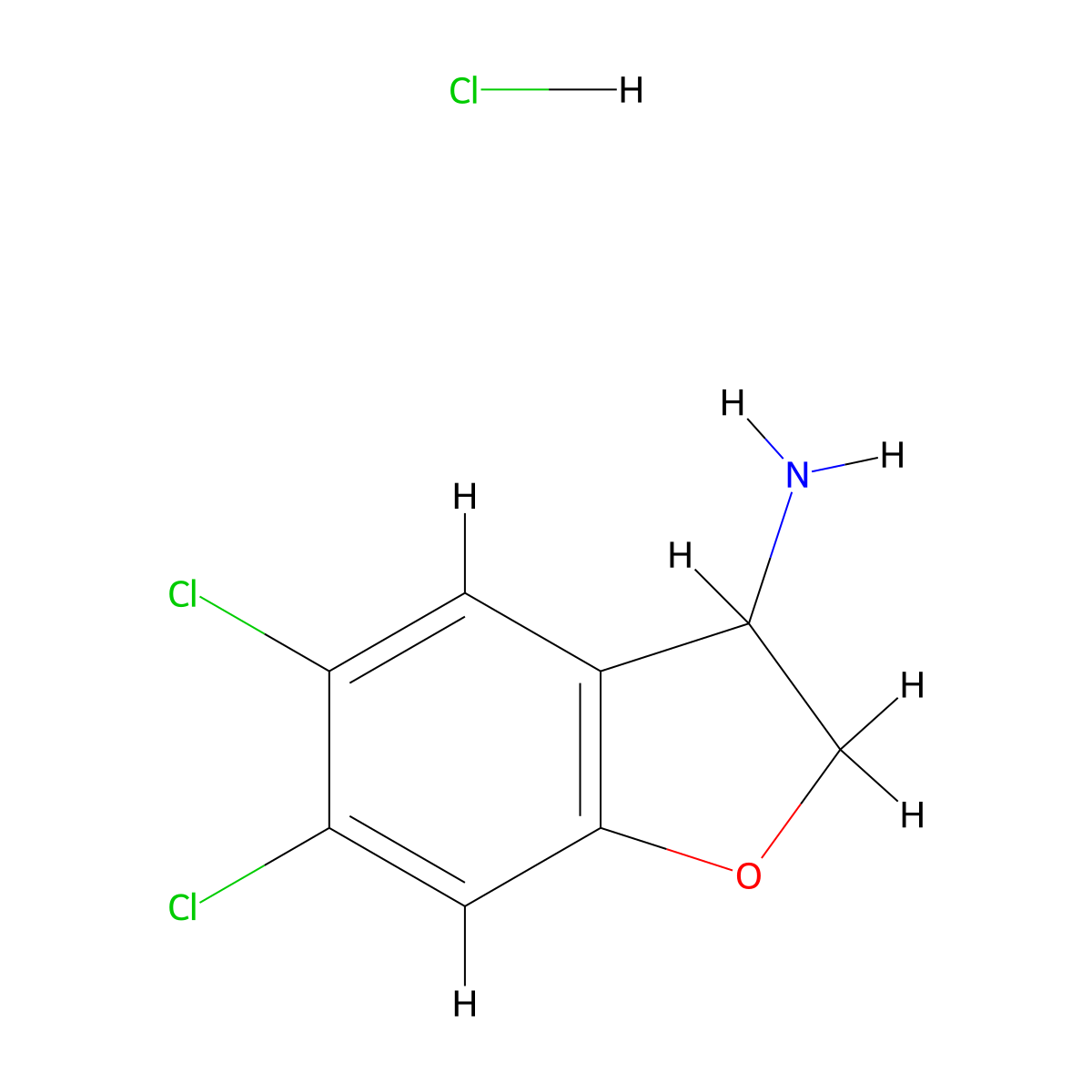 5,6-Dichloro-2,3-dihydrobenzofuran-3-amine hydrochloride molecular structure, CAS 2725790-82-7
