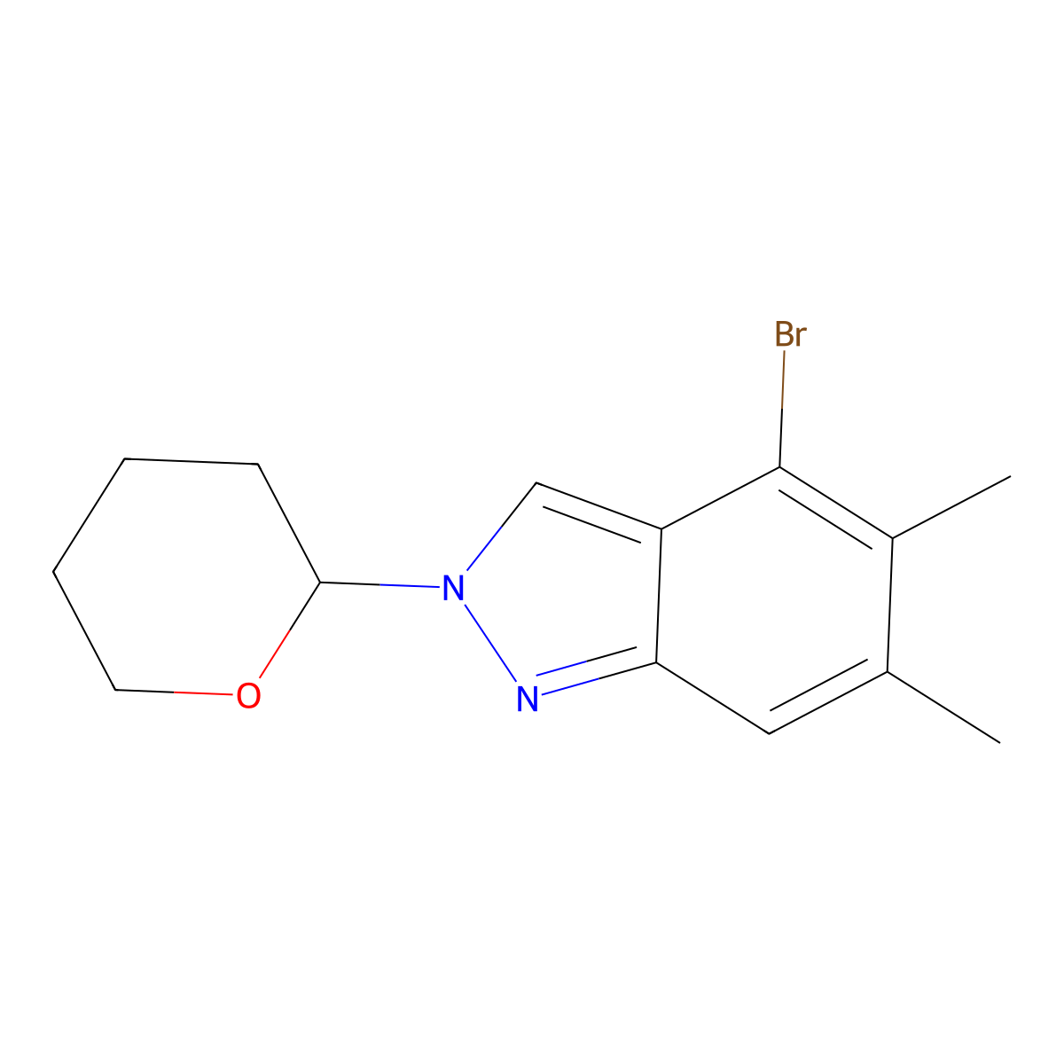 4-Bromo-5,6-dimethyl-2-tetrahydropyran-2-yl-indazole molecular structure, CAS 2725790-91-8