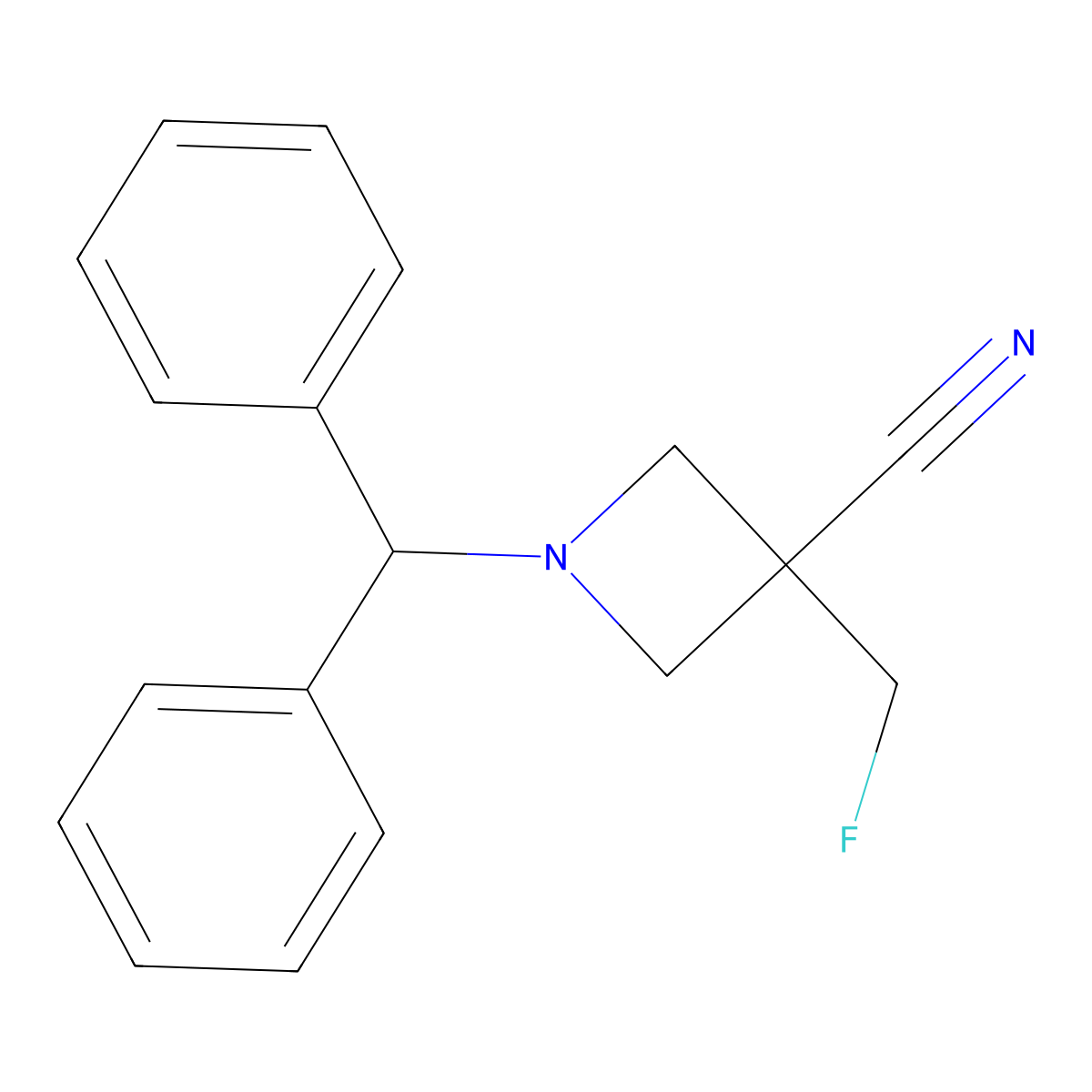 1-Benzhydryl-3-(fluoromethyl)azetidine-3-carbonitrile molecular structure, CAS 2725790-95-2