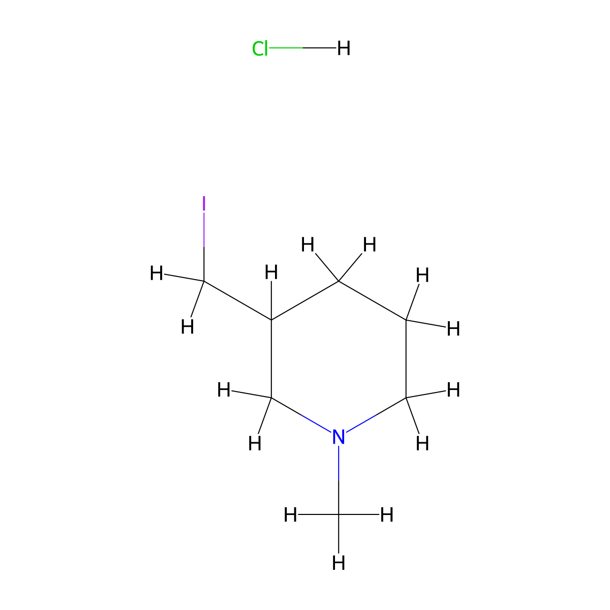 3-(Iodomethyl)-1-methyl-piperidine;hydrochloride molecular structure, CAS 2725791-08-0