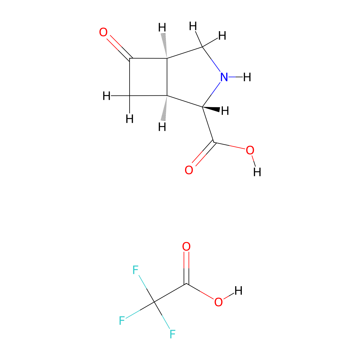 rel-(1S,2S,5R)-6-oxo-3-azabicyclo[3.2.0]heptane-2-carboxylic acid;2,2,2-trifluoroacetic acid molecular structure, CAS 2725791-20-6