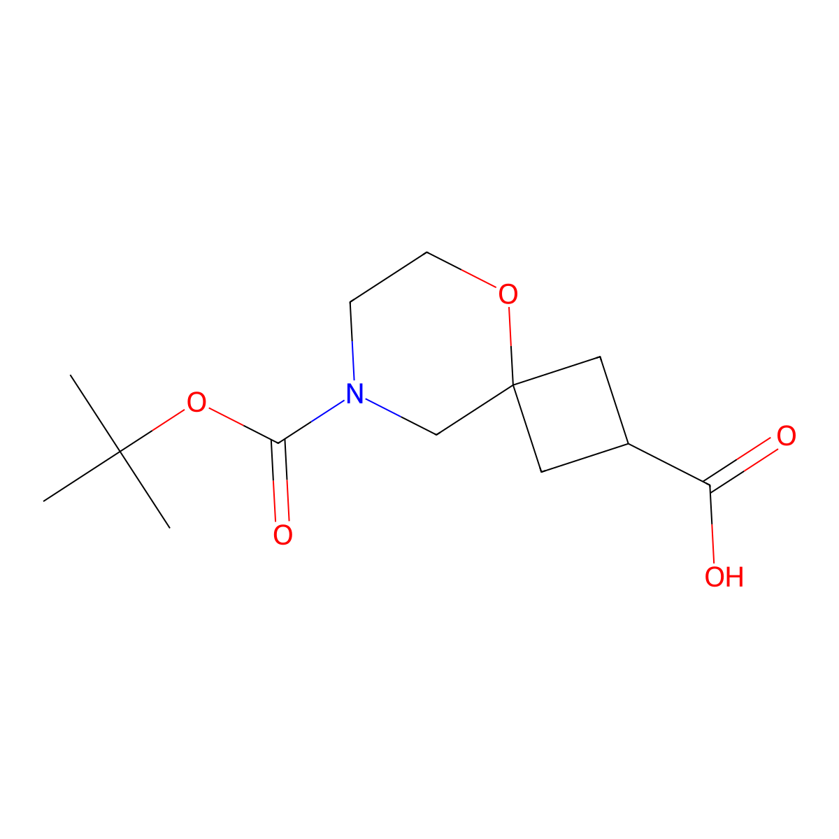 cis-8-Tert-butoxycarbonyl-5-oxa-8-azaspiro[3.5]nonane-2-carboxylic acid molecular structure, CAS 2725791-29-5