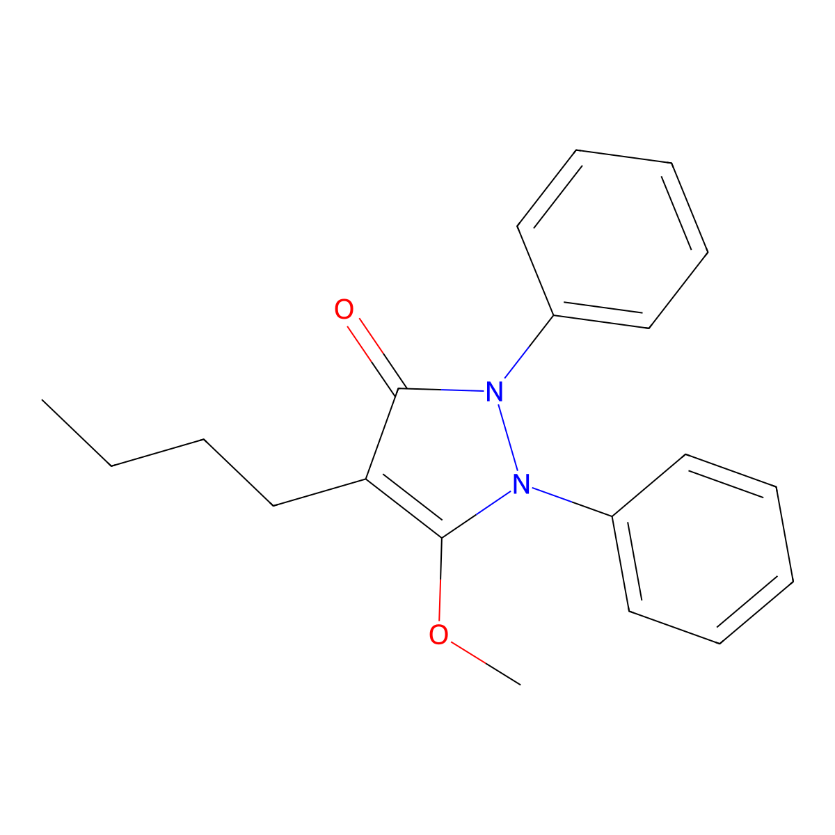 3-Pyrazolin-5-one, 4-butyl-1,2-diphenyl-3-methoxy- molecular structure, CAS 27258-01-1