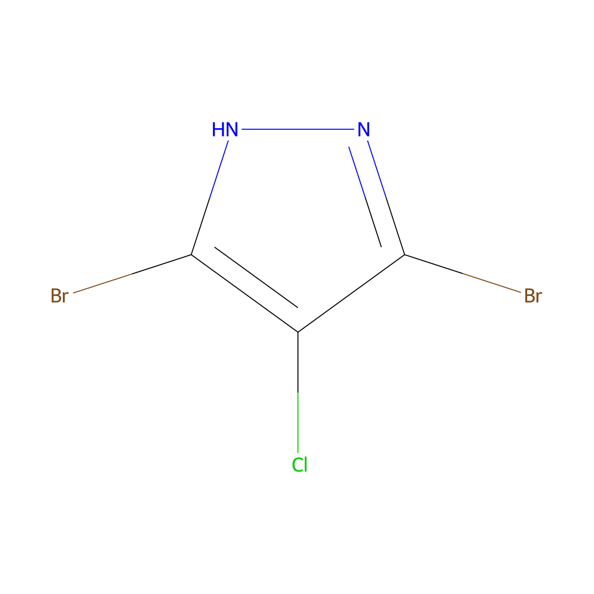 3,5-dibromo-4-chloro-1H-pyrazole molecular structure, CAS 27258-21-5