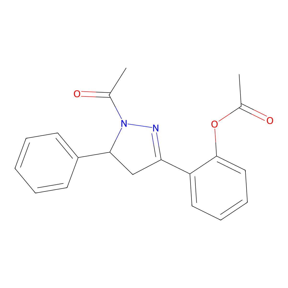 2-(1-acetyl-5-phenyl-4,5-dihydro-1H-pyrazol-3-yl)phenyl acetate molecular structure, CAS 2726-54-7