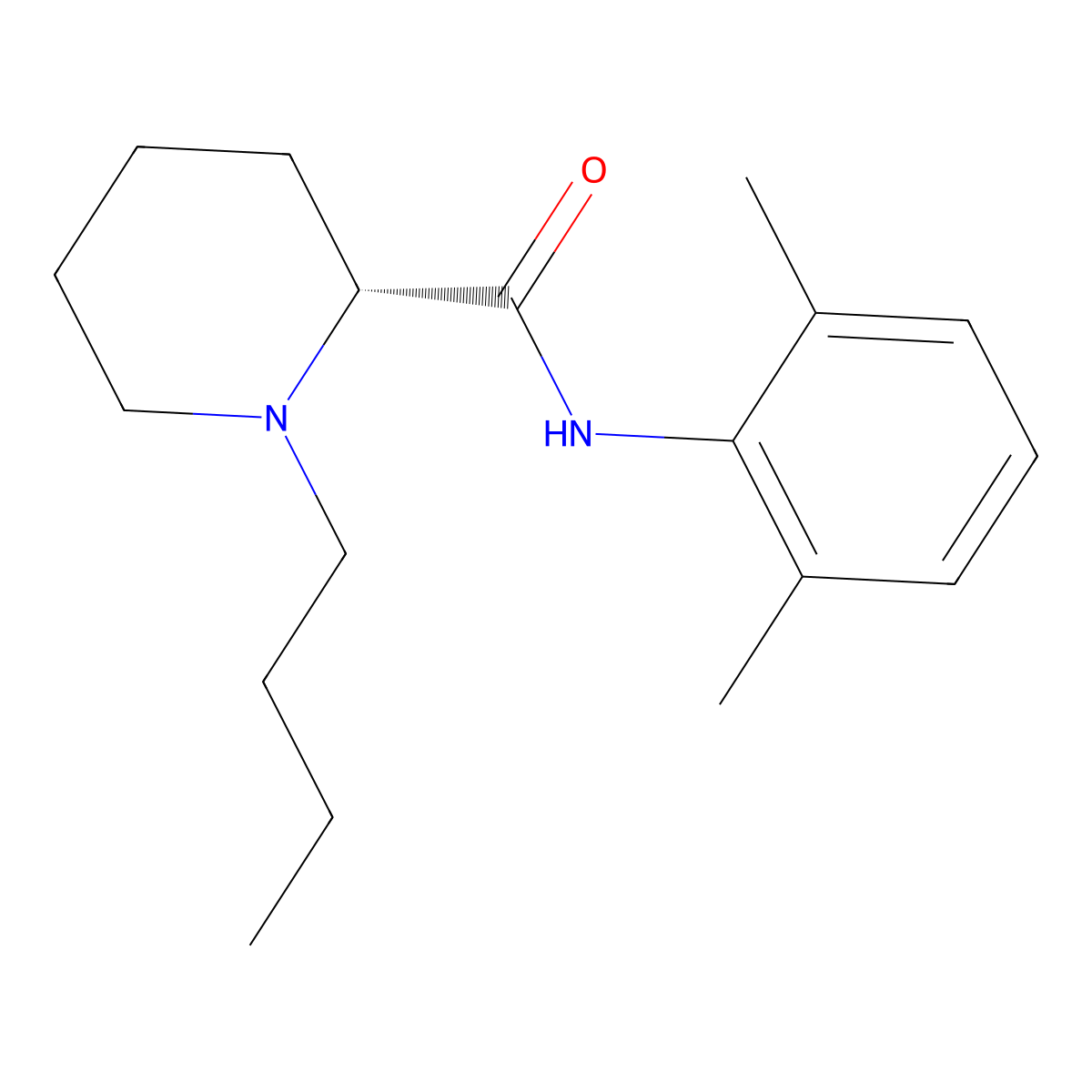 (+)-Bupivacaine molecular structure, CAS 27262-45-9