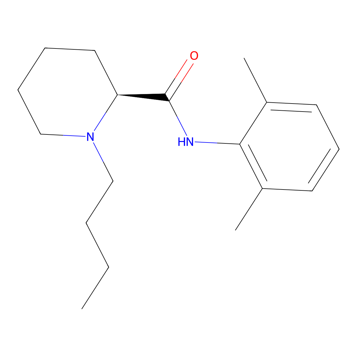 Levobupivacaine molecular structure, CAS 27262-47-1