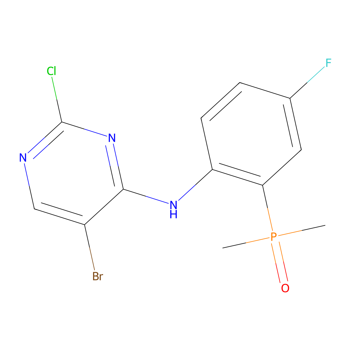 5-bromo-2-chloro-N-(2-(dimethylphosphoryl)-4-fluorophenyl)pyrimidin-4-amine molecular structure, CAS 2726465-83-2