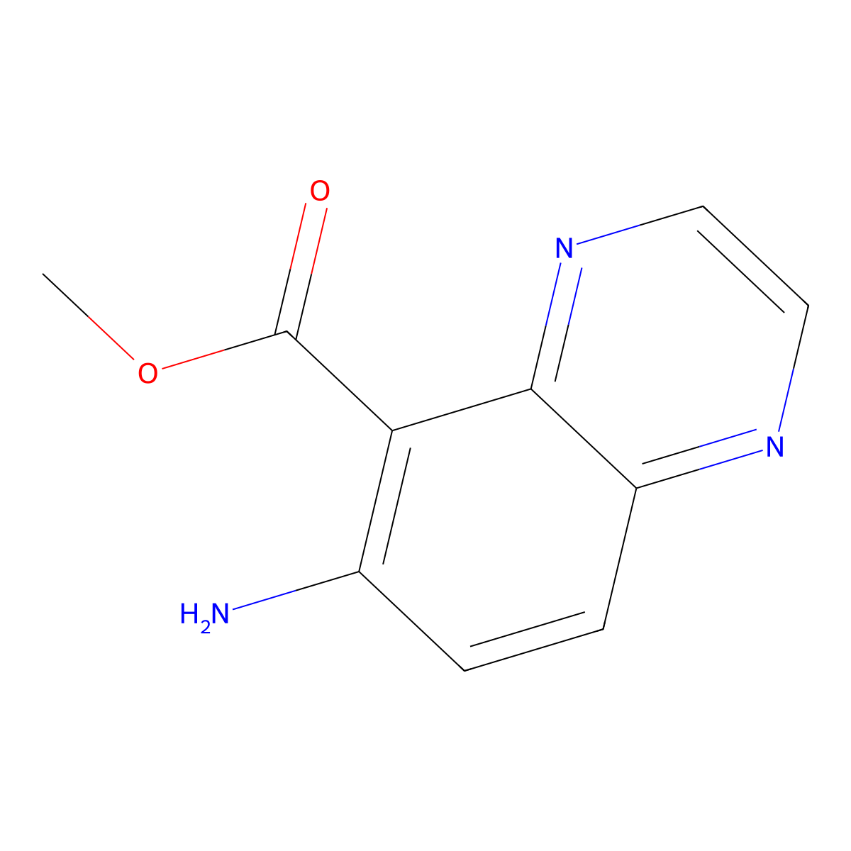 Methyl 6-aminoquinoxaline-5-carboxylate molecular structure, CAS 2726467-03-2