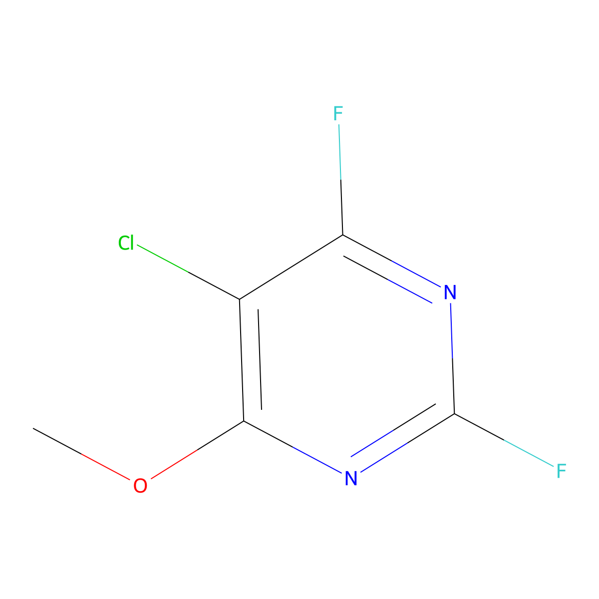 5-Chloro-2,4-difluoro-6-methoxypyrimidine molecular structure, CAS 27265-89-0