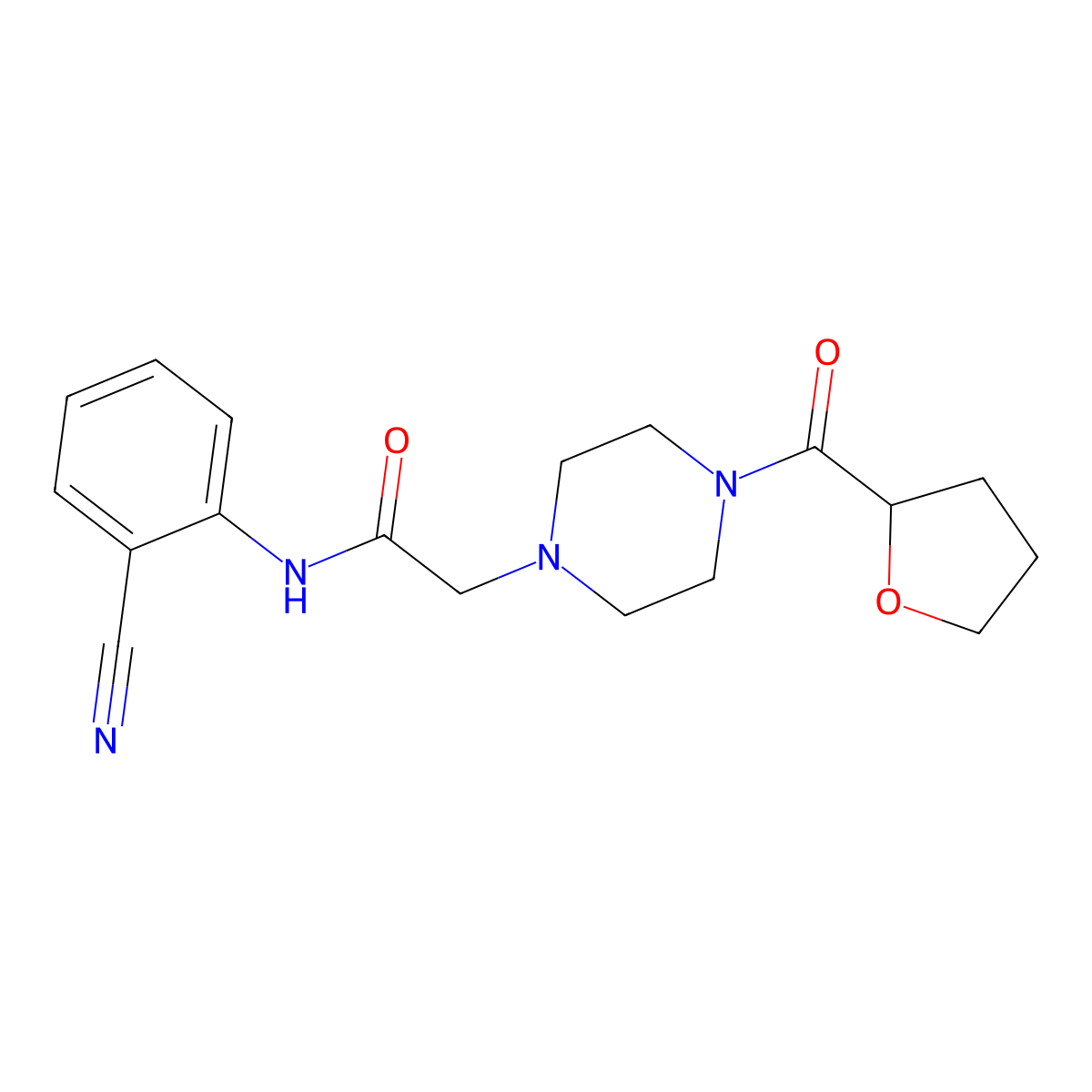N-(2-cyanophenyl)-2-[4-(oxolane-2-carbonyl)piperazin-1-yl]acetamide molecular structure, CAS 2726664-16-8