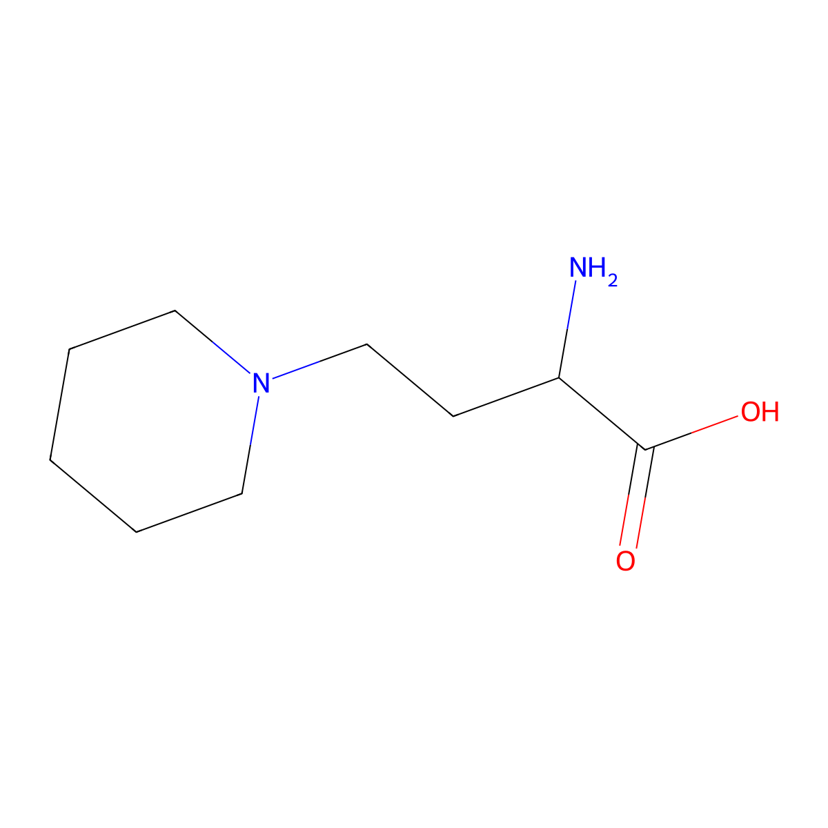 2-Amino-4-(piperidin-1-yl)butanoic acid molecular structure, CAS 27268-03-7