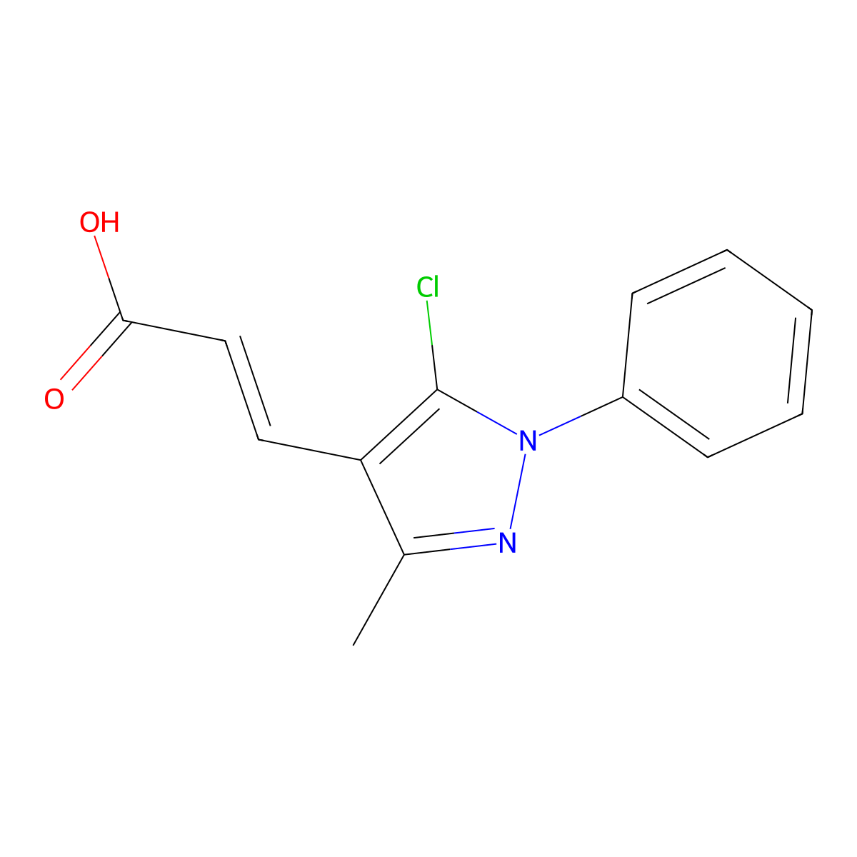 (2e)-3-(5-Chloro-3-methyl-1-phenyl-1h-pyrazol-4-yl)prop-2-enoic acid molecular structure, CAS 27268-07-1