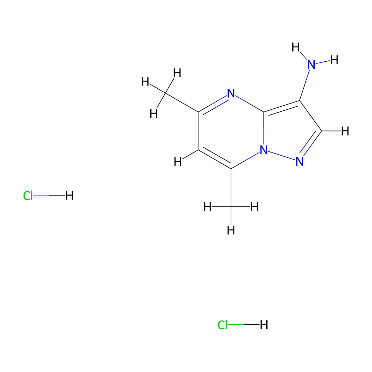 5,7-Dimethylpyrazolo[1,5-a]pyrimidin-3-amine dihydrochloride molecular structure, CAS 2727073-67-6