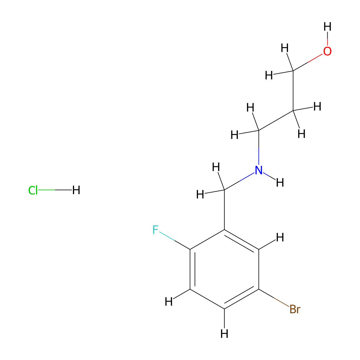 3-{[(5-Bromo-2-fluorophenyl)methyl]amino}propan-1-olhydrochloride molecular structure, CAS 2727074-00-0