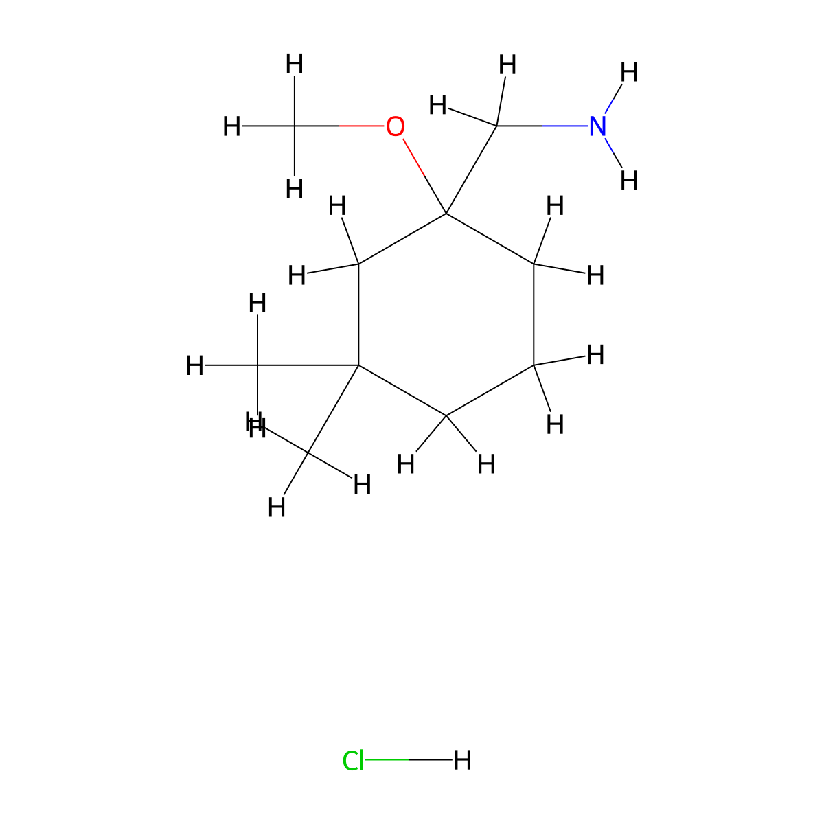 1-(1-Methoxy-3,3-dimethylcyclohexyl)methanamine hydrochloride molecular structure, CAS 2727074-23-7