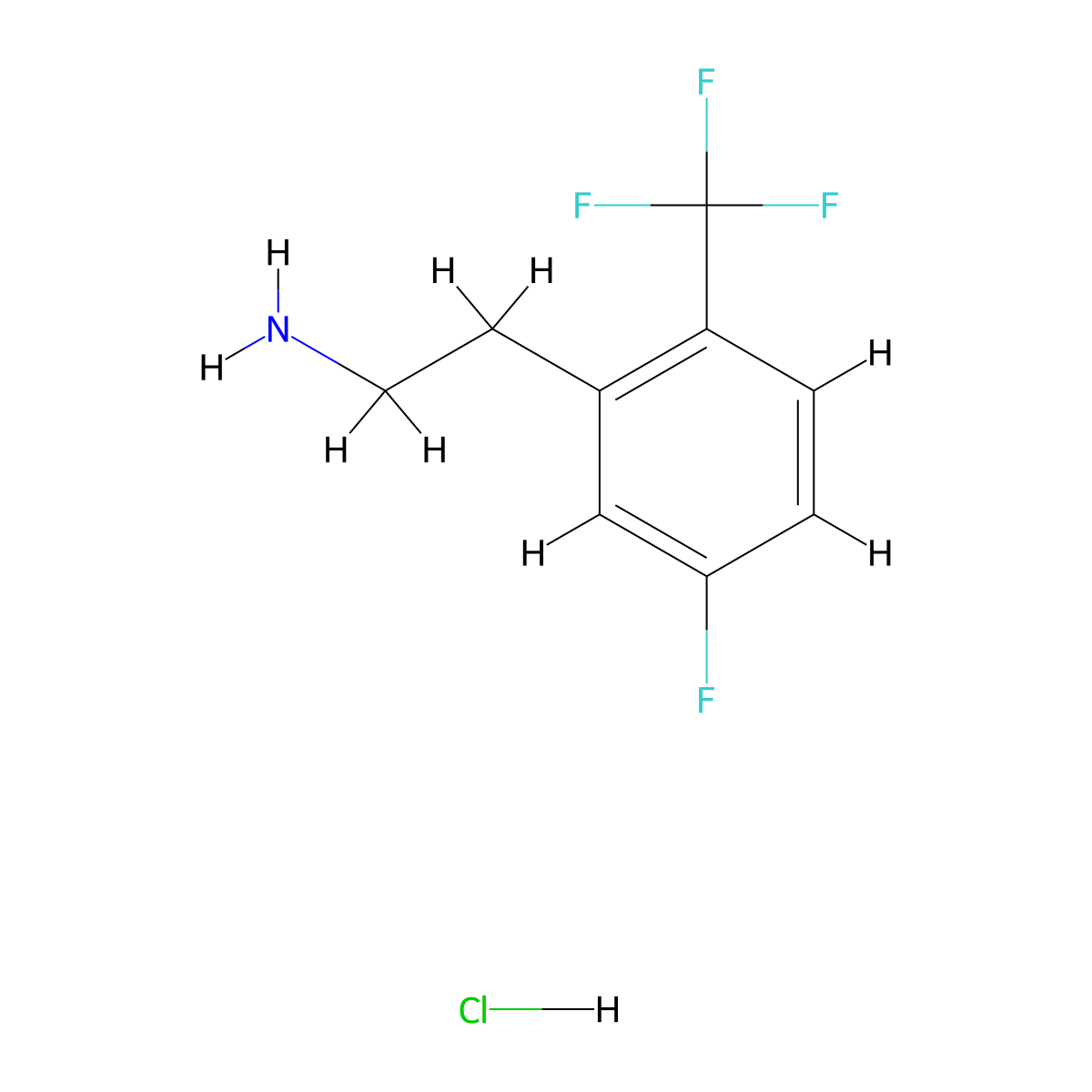 2-[5-Fluoro-2-(trifluoromethyl)phenyl]ethan-1-amine hydrochloride molecular structure, CAS 2727074-34-0