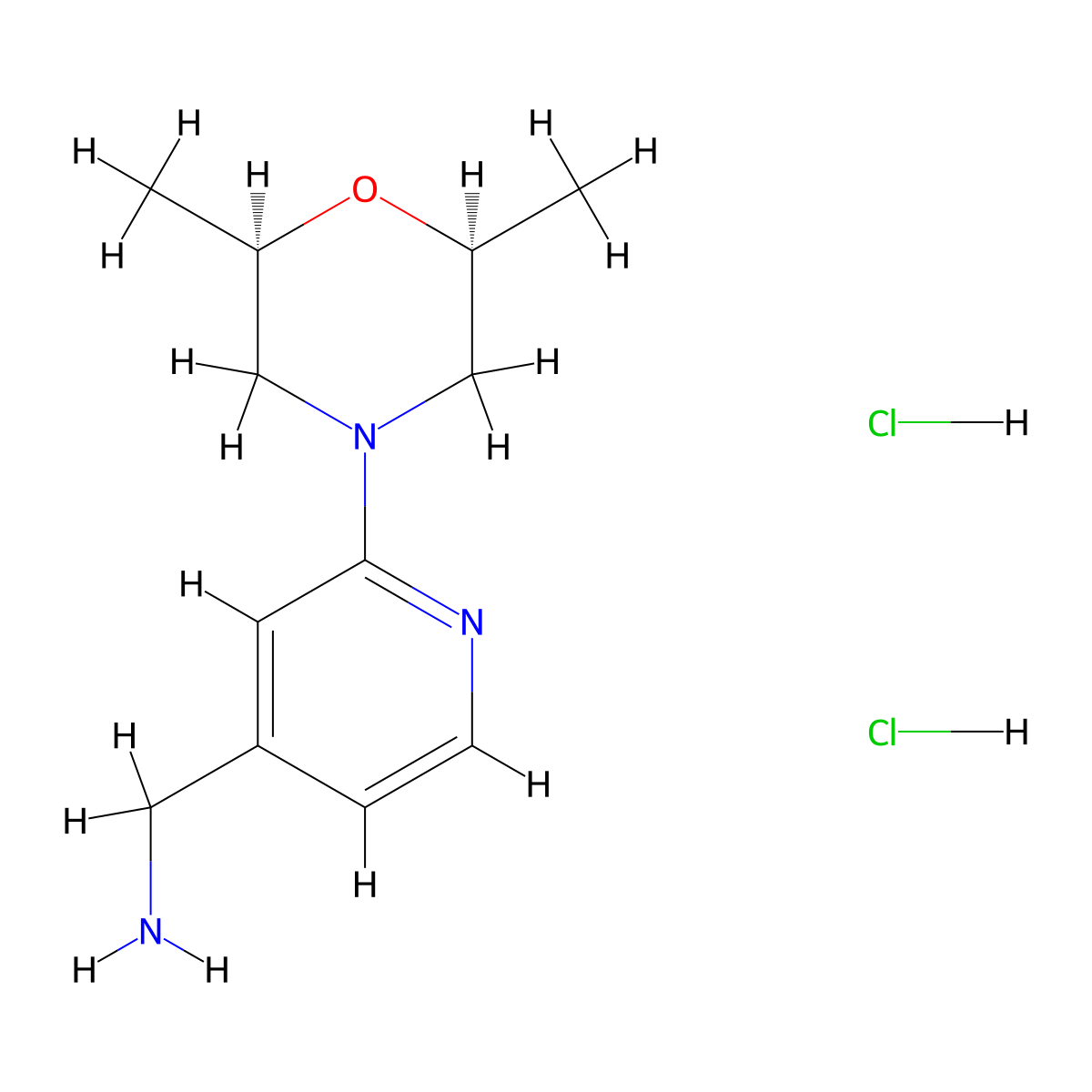 1-{2-[(2R,6S)-2,6-dimethylmorpholin-4-yl]pyridin-4-yl}methanamine dihydrochloride molecular structure, CAS 2727112-02-7