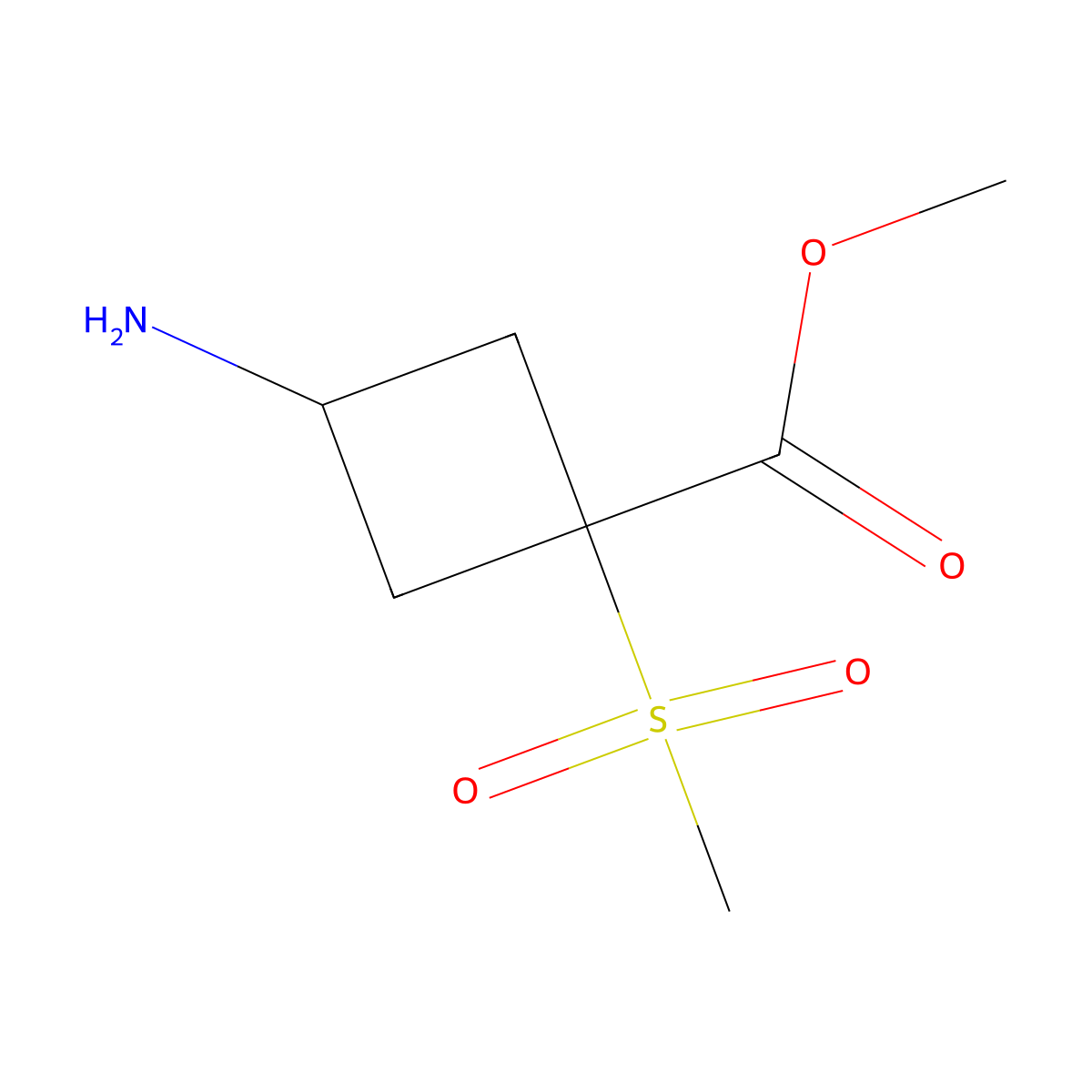 Methyl 3-amino-1-methanesulfonylcyclobutane-1-carboxylate molecular structure, CAS 2727126-02-3