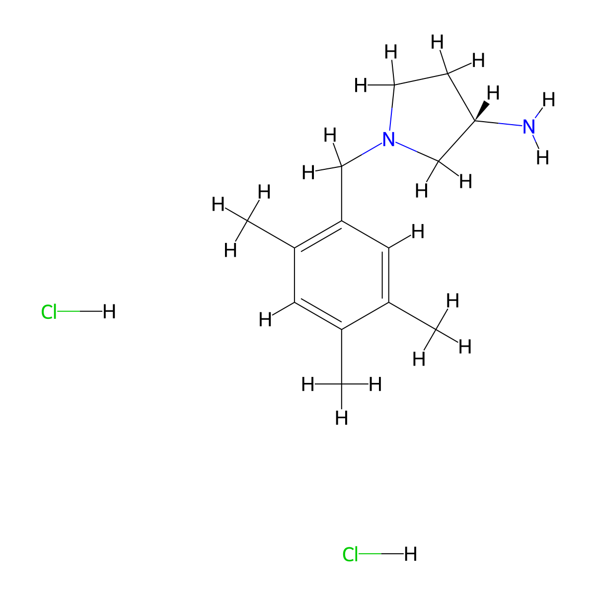 (3S)-1-[(2,4,5-trimethylphenyl)methyl]pyrrolidin-3-amine dihydrochloride molecular structure, CAS 2727159-46-6