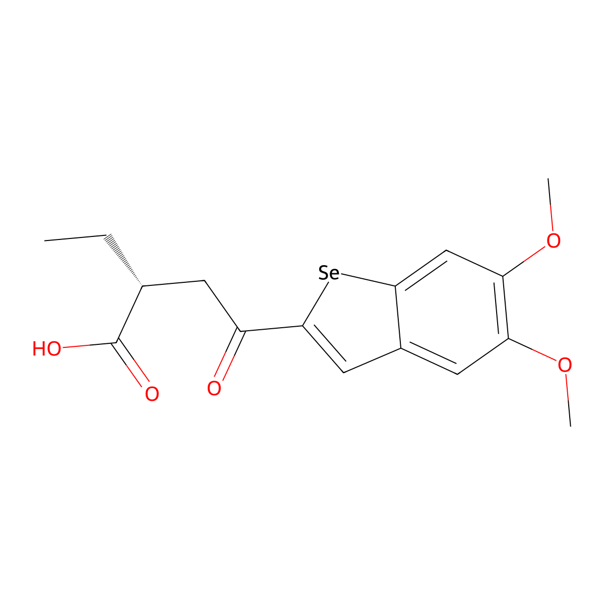 (2R)-4-(5,6-dimethoxy-1-benzoselenophen-2-yl)-2-ethyl-4-oxidanylidene-butanoic acid molecular structure, CAS 2727249-47-8