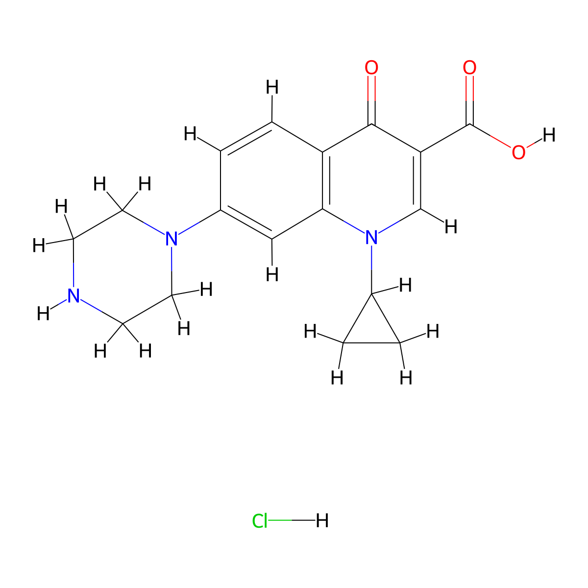1-Cyclopropyl-4-oxo-7-(piperazin-1-YL)-1,4-dihydroquinoline-3-carboxylic acid hydrochloride molecular structure, CAS 2727369-47-1