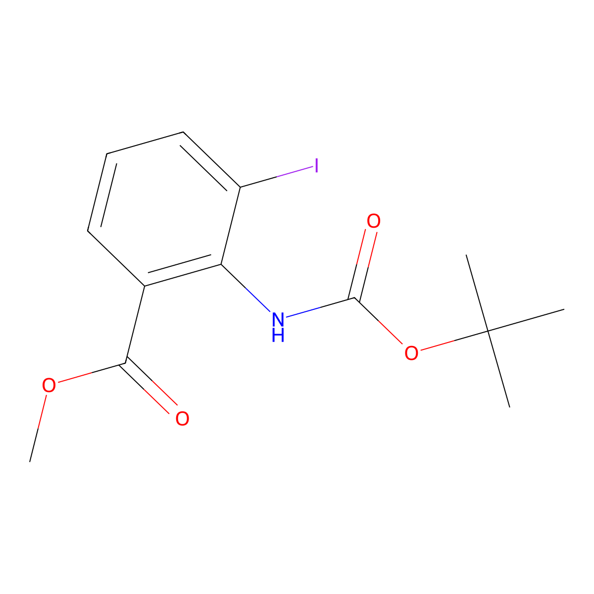Methyl 2-{[(tert-butoxy)carbonyl]amino}-3-iodobenzoate molecular structure, CAS 272782-15-7