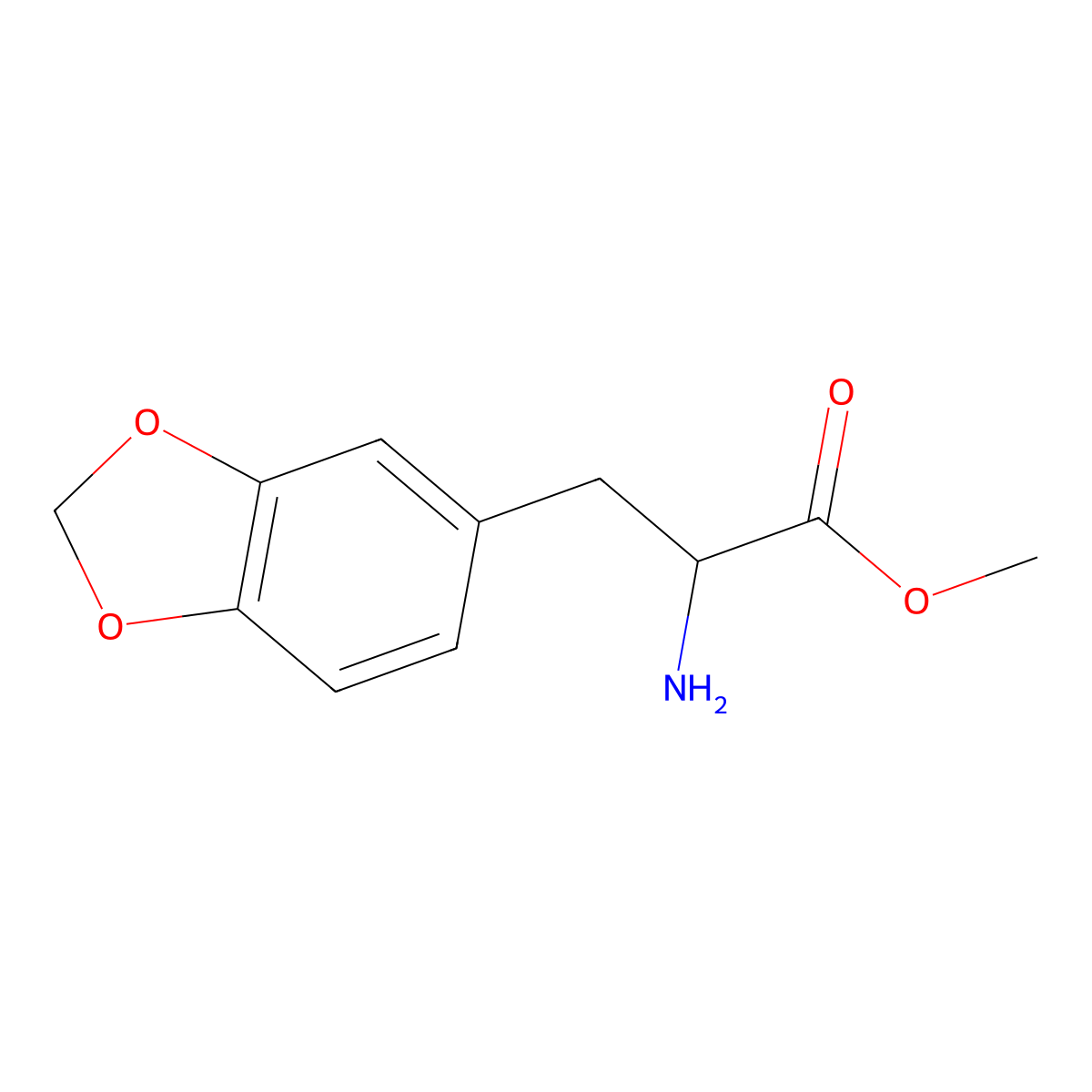 (S)-Methyl 2-amino-3-(benzo[d][1,3]dioxol-5-yl)propanoate molecular structure, CAS 272784-77-7