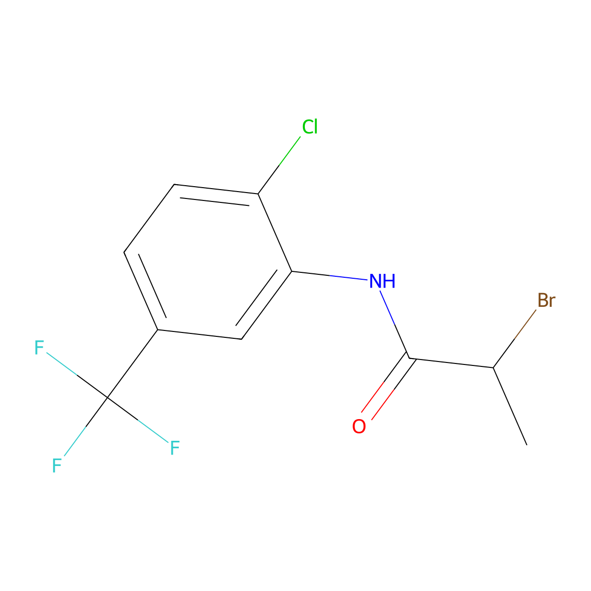 2-bromo-N-[2-chloro-5-(trifluoromethyl)phenyl]propanamide molecular structure, CAS 2728-58-7