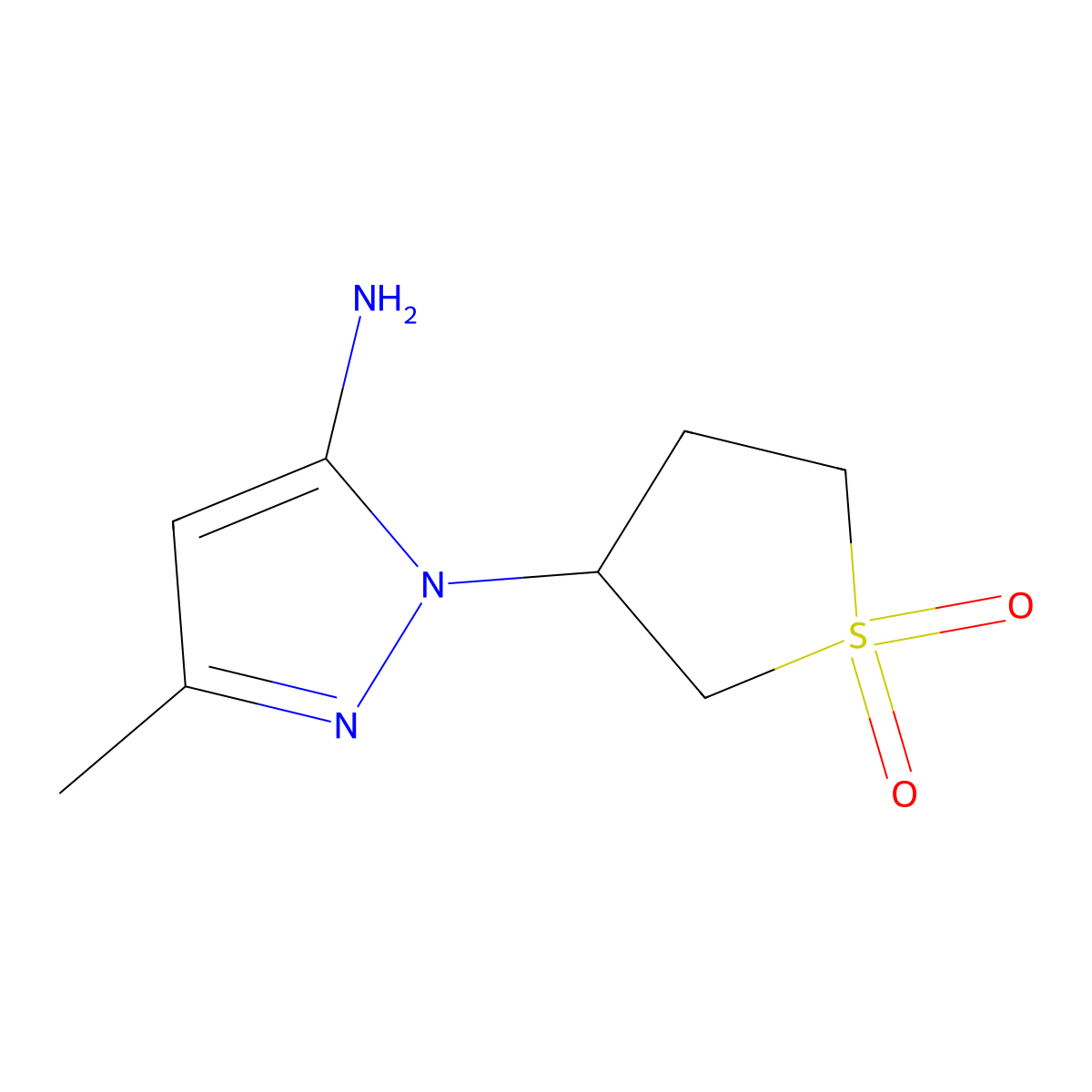 3-(5-amino-3-methyl-1H-pyrazol-1-yl)tetrahydrothiophene 1,1-dioxide molecular structure, CAS 27280-97-3